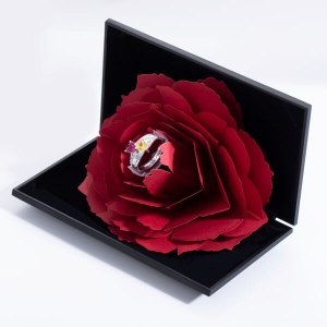 Personalized Double Heart Birthstone Promise Ring with Rose Ring Box