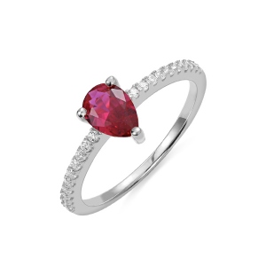 Water Drop Birthstone Ring in Silver