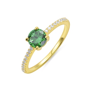 Round Birthstone Ring in Gold