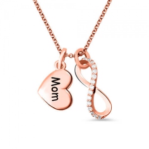 Custom Engraved Infinity Love Necklace In Rose Gold