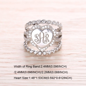 Stackable Monogram Ring with Stone Accents