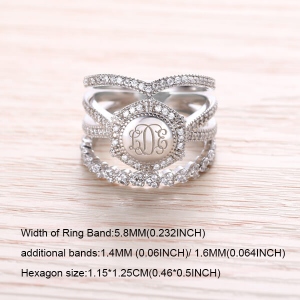 Stackable Monogram Ring with Stone Accents