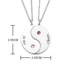 Couple's Breakable Necklace With Birthstones Silver