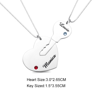 Couple's Breakable Necklace With Birthstones Silver