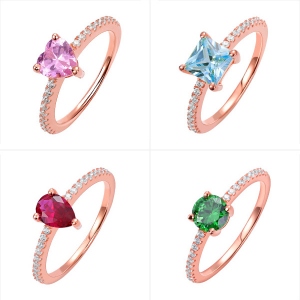 Personalized Single Birthstone Ring in Rosegold