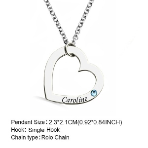 Engraved 1-5 Intertwined Hearts Necklace With Birthstones Sterling Silver