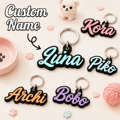 Personalized 3D Pet Name ID Tag, Dog/Cat Multi-Color Collar Charm, Cute Anti‑Lost Nameplate, Durable Pet Accessory, Birthday Gift for Pet Owners/Her