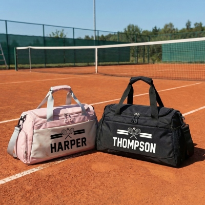 Personalized Name Tennis Large Capacity Duffel Bag, Lightweight Gym Bag with Adjustable Shoulder Strap, Birthday Gift for Tennis Lovers/Him/Her