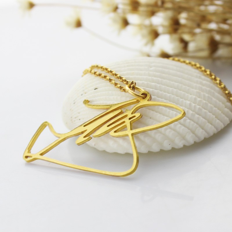 Collier personnalisé avec votre propre signature en argent plaqué or