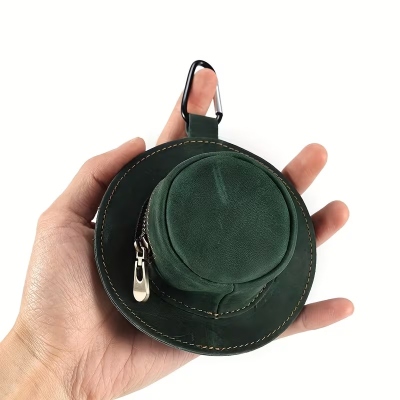 Personalized Cowboy Hat Leather Purse with Name, Vintage Mini Zipper Storage Pouch, Western Novelty Small Wallet, Birthday Gift for Husband/Dad/Him
