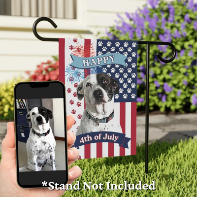 Personalized USA Dog Garden Flag - Custom  American United States July 4th Independence Day Patriotic Decorative Yard Flags with Dog Photo, Perfect Gift for New Dog Owner