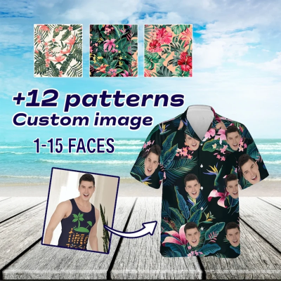 Personalized Hawaiian shirts - customized summer beach shirts for men and women, customized shirts with faces