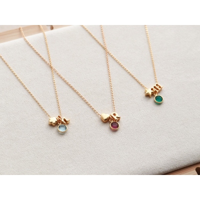 Birthstone Necklace, Children's Letter Necklace, Child Initial Necklace, Flower Girl Gift, Flower Girl Necklace, Birthday Gift