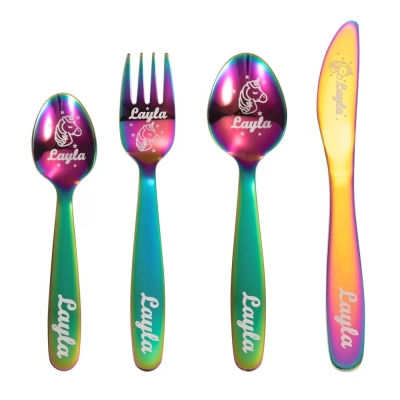 Personalized Cutlery Sets with Unicorn Gift for Kids