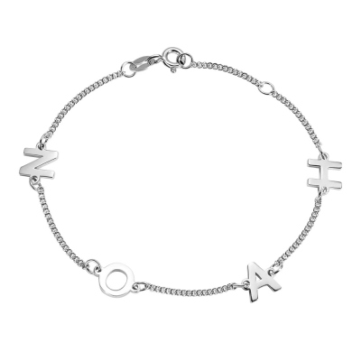 Bracelet initial/nom personnalisé en argent sterling, cadeau pour femme/maman/elle/amant
