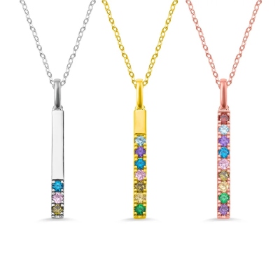 Personalized 1-9 Birthstone Bar Necklace