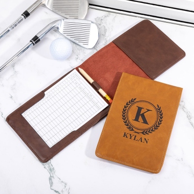 Personalized Leather Golf Scorecard Holder with Multicolor, Custom Name Golf Yardage Book Cover, Golf Accessories, Gift for Golfer/Dad/Groomsmen