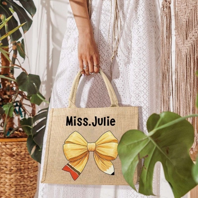 Coquette Teacher Jute Tote
