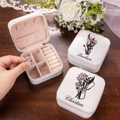 Personalized bow birthday flower jewelry box with stethoscope
