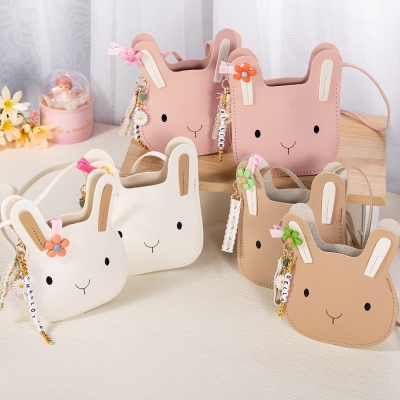 Custom Bunny Crossbody Bag with Daisy Name Pendant, Leather Crossbody Purse, Party/Easter/Birthday/Childre's Day Gifts for Girl/Toddler/Daughter