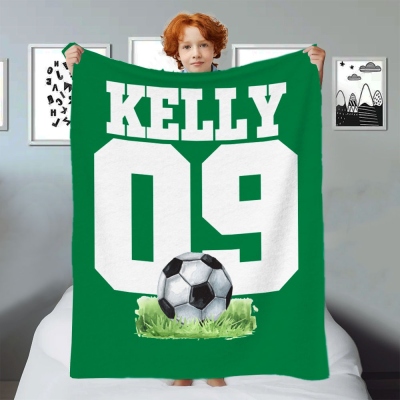 Personalized Name & Number Ball Game Blanket, Soft Flannel Fleece Blanket, Home Decor, Birthday/Christmas Gift for Player/Teammate/Sports Lover