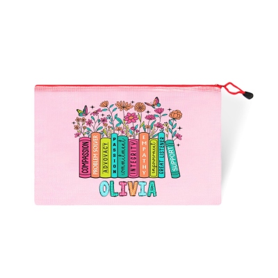 Personalized Name Pencil/Book Garden Teacher File Bag, PVC Teacher File Bag with Zipper, Back to School/Teacher's Day/Appreciation Gift for Teachers
