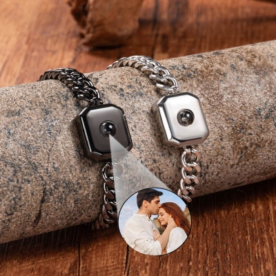 Custom Photo Projection Bracelet, Brass Adjustable Men's Memorial Bracelet, Anniversary/Birthday/Father's Day Gift for Father/Him/Family