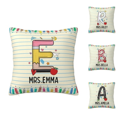 Personalized Teacher Pillow Cover with Name, Pillowcase with Optional Insert, Home Decor, Teacher's Day/Appreciation/Back to School Gift for Teachers