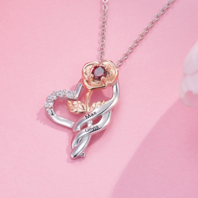 Engrave Name Necklace With Birthstone