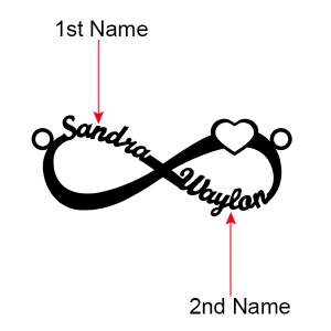 Personalized Infinity Heart Double Name Necklace Gold