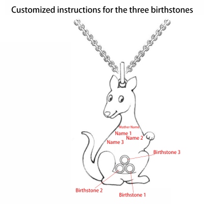 Personalized Kangaroo Family Birthstone Name Necklace