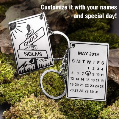 Personalized Street Sign Keychain Intersection of Love Anniversary Gift