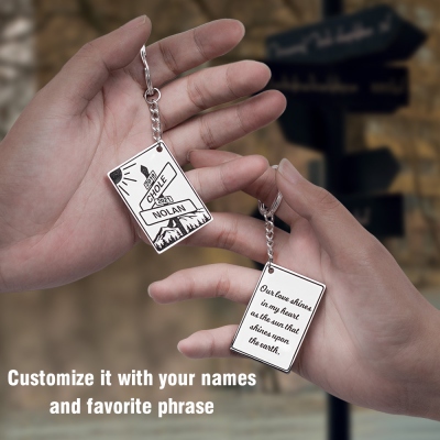 Personalized Street Sign Keychain Intersection of Love Anniversary Gift