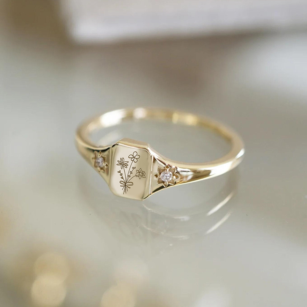 Personalized Birth Flowers Ring, Custom Birth Flowers Family Ring, 925 Sterling Silver Bouquet Ring, Personalized Ring for Women, Gift for Her