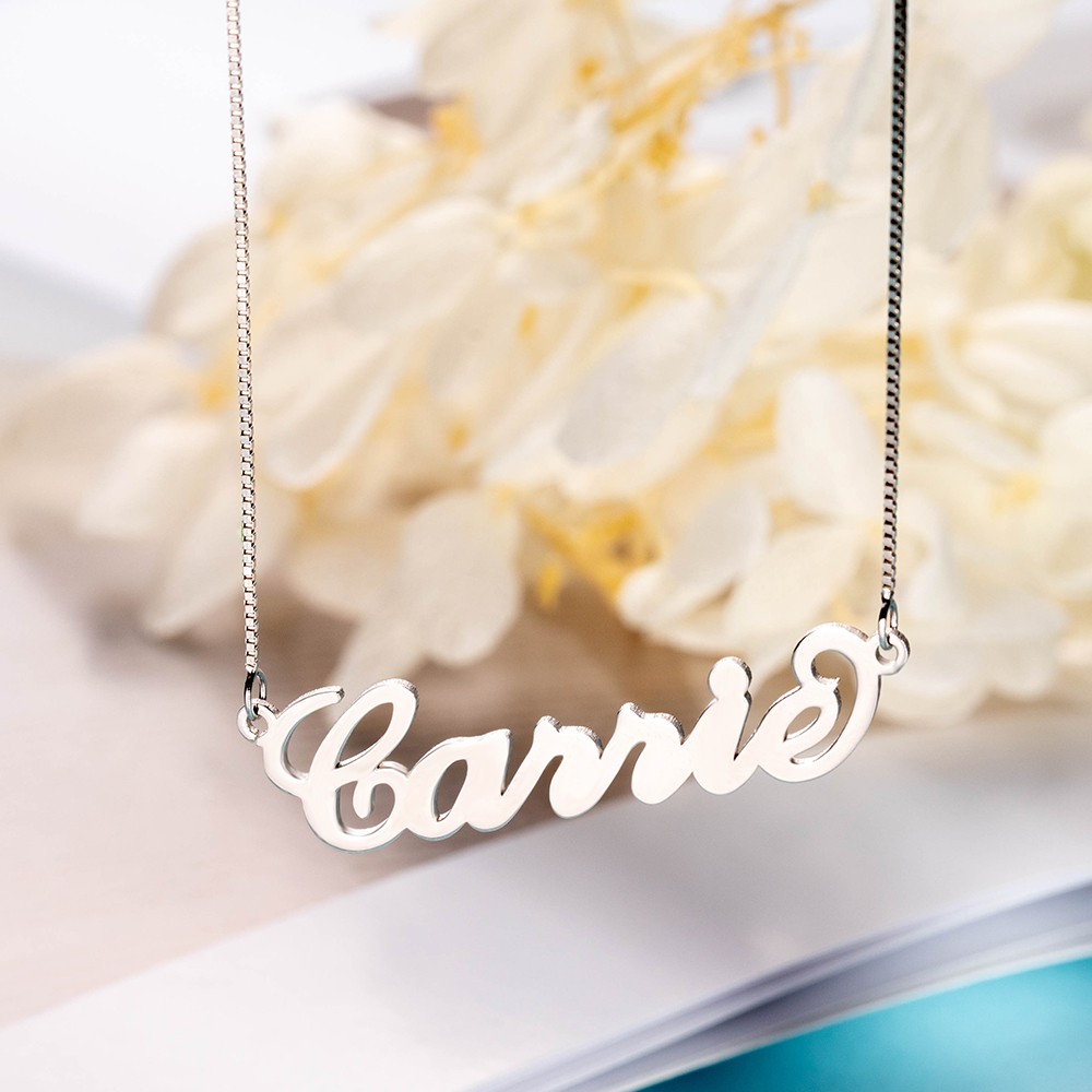 Personalized Sterling Silver 925 Stylish Name Necklace, Valentine's Day Anniversary Birthday Gift for Her