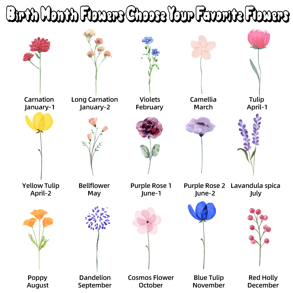 Custom 1-16 Family Watercolor Flowers Horizontal Canvas Print, Frameless Family Flower Painting with Name, Mother's Day/Birthday Gift for Family/Friends