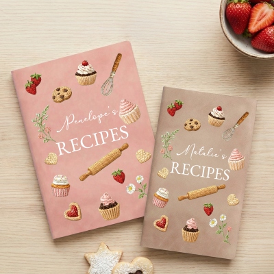 Personalized Recipes Notebook with Name, Multicolor A5/A6 Leather Recipe Journal, Birthday/Christmas Gift for Baking Lovers/Cooking Enthusiasts