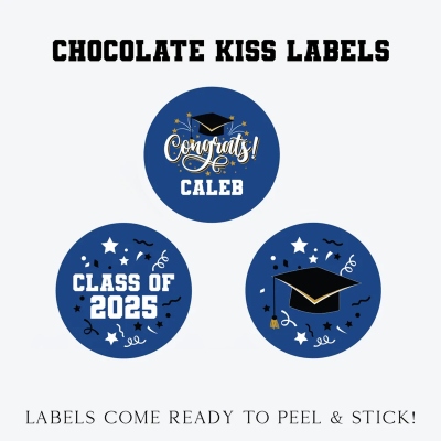 Personalized Graduation Chocolate Stickers with Name, Waterproof Self-Adhesive Candy Labels, Grad Ceremony Party Decor, Gifts for Graduates
