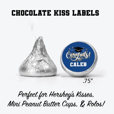 Personalized Graduation Chocolate Stickers with Name, Waterproof Self-Adhesive Candy Labels, Grad Ceremony Party Decor, Gifts for Graduates