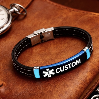 Personalized Luminous Medical Alert ID Bracelet with Text, Emergency Contact Wristband, Unisex Daily Jewelry, Birthday Gift for Men/Women/Family