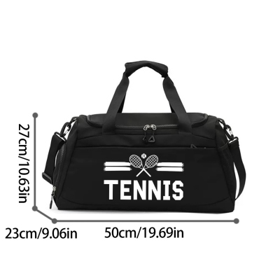 Sac de sport de tennis personnalisé avec nom, grande capacité, léger et doté d'une bandoulière ajustable. Cadeau d'anniversaire idéal pour les passionnés de tennis (lui/elle).