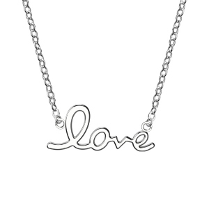 Sparkling Silver 925 "Love" Word Pendant Necklace