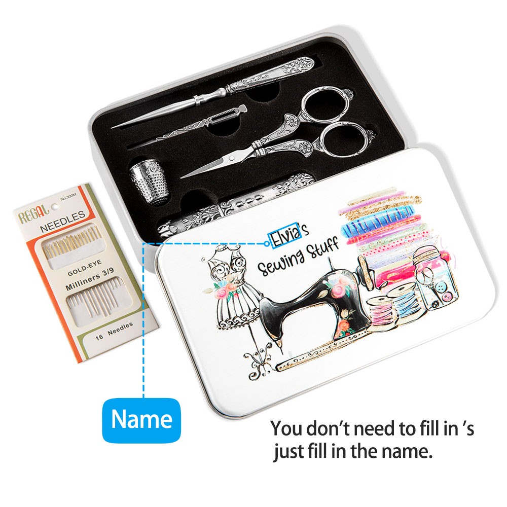 Custom Embroidery Scissors Kit, European Antique Vintage Sewing Box Set for Travel, Embroidery/Sewing Supplies, Gifts for Tailors/Fashion Designer