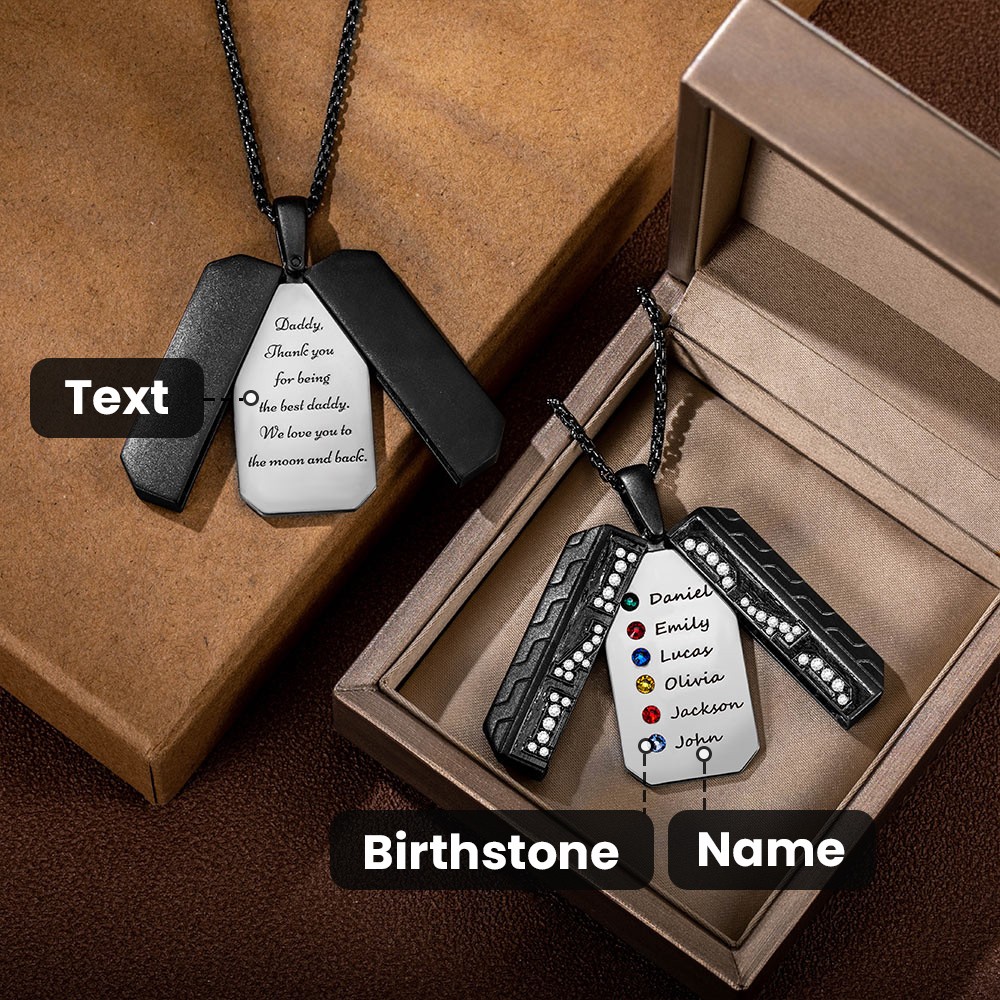 Custom Men Locket Necklace with Birthstone and Photo, Dad Necklace, Father's Day Gift for Dad/Grandfather/Boyfriend