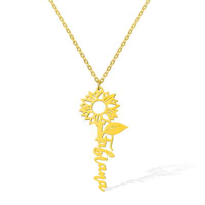 Personalized Name Sunflower Necklace, Exquisite Name Necklace, Floral Jewelry, Birthday/Mother's Day Gift for Women