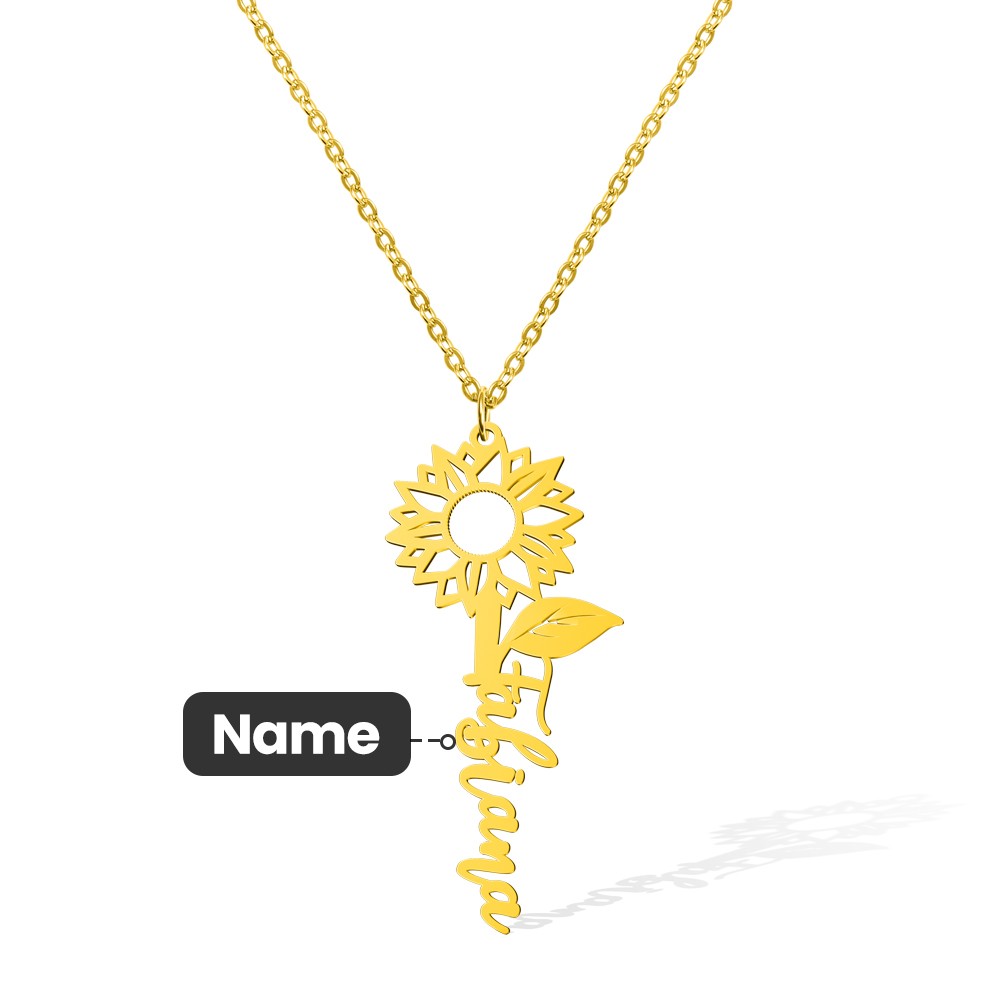 Personalized Name Sunflower Necklace, Exquisite Name Necklace, Floral Jewelry, Birthday/Mother's Day Gift for Women
