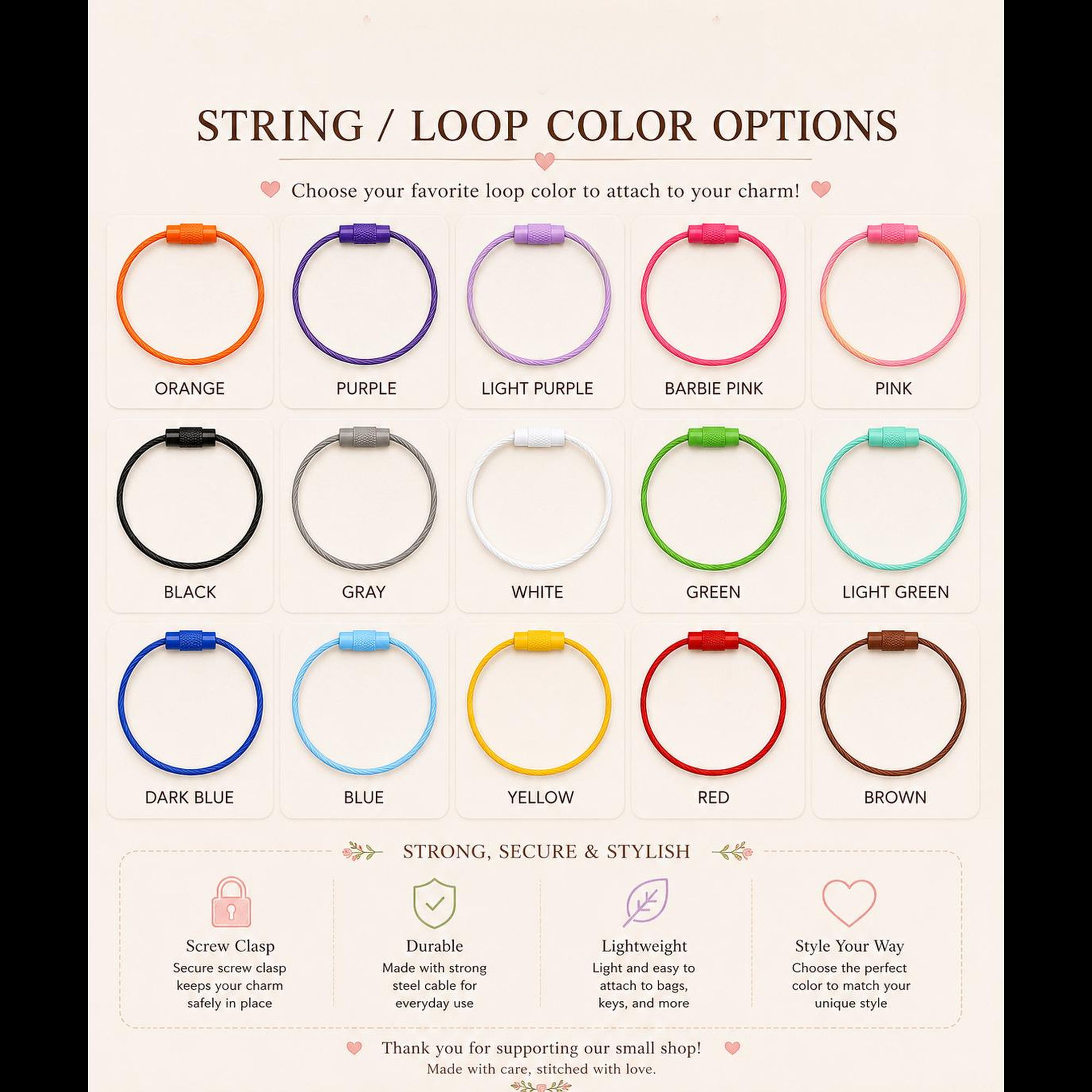 string and loop color options chart