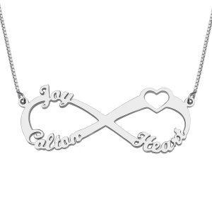Heart Infinity Necklace 3 Names Sterling Silver