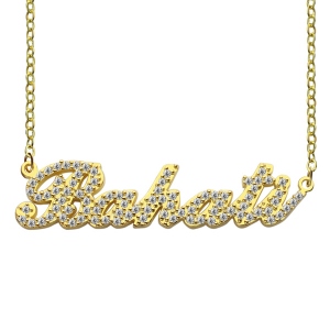 Anpassad 18K guld födelsestenar Carrie Namn halsband