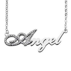 Sterling Silver Initials Necklace with Birthstone